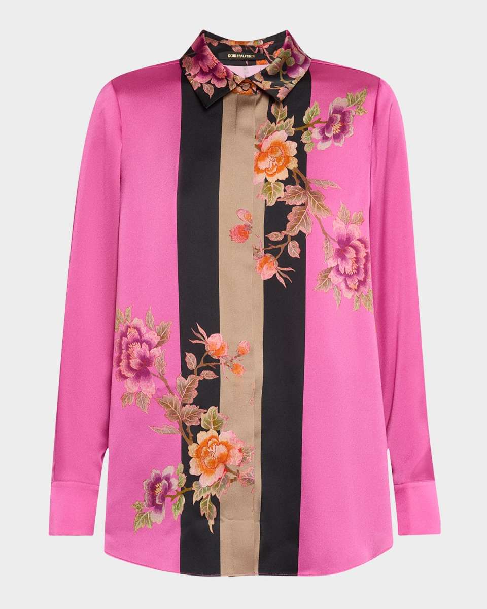 Sabrina Floral-Print Satin Blous